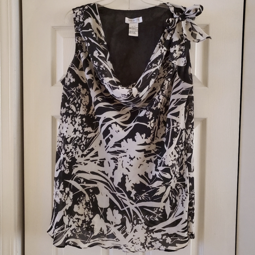 Dress-U-II By Sharon Floral Draped Sleeveless Top w/ Tie Bow